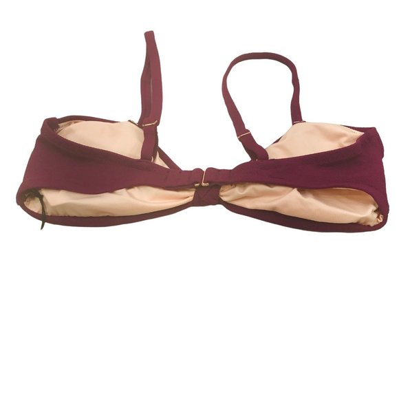 Shade And Shore Women's Sz Large 12-14 Knot Front Crepe Material Bikini Swim Top - Picture 2 of 15